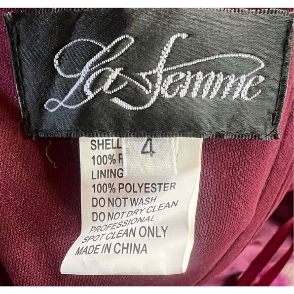 LA FEMME PROM 28804 Ruffled Formal Dress in Dark Berry NWT Size 4 - Picture 10 of 10